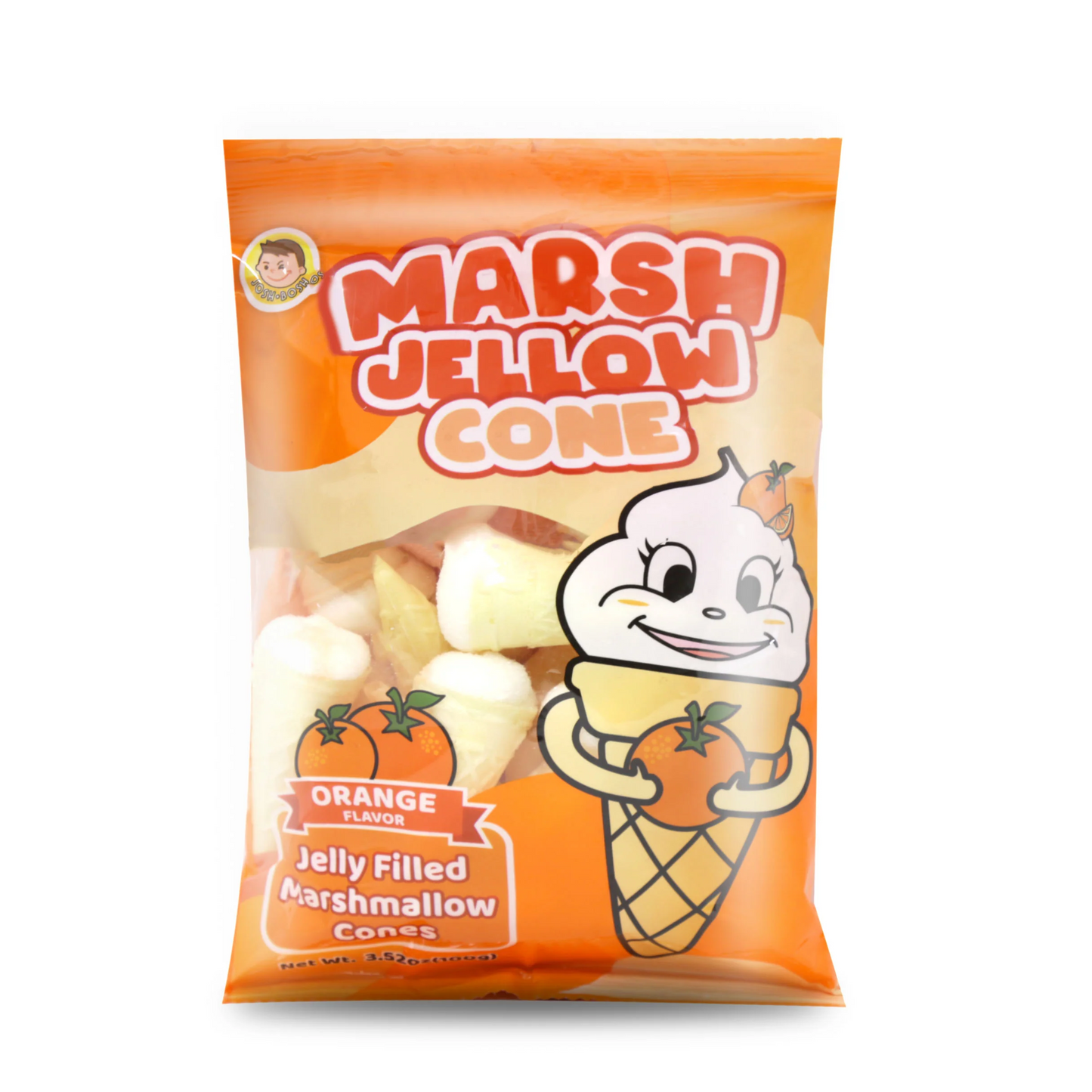 Josh Bosh - Marsh Jellow Cone - Jelly Filled Marshmallow Cones (Orange)