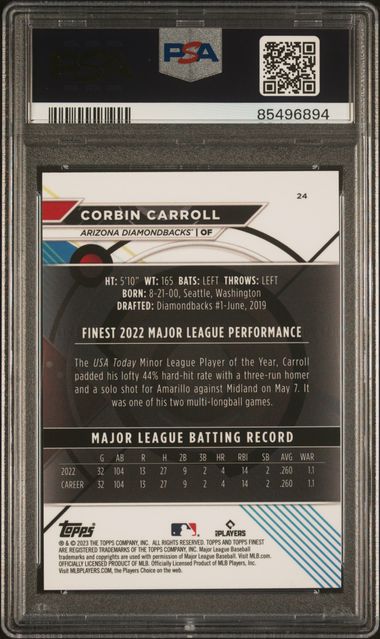 Topps - Finest - Corbin Carroll - PSA Mint 9 - 2023