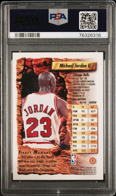 Topps - Finest - Michael Jordan #1 - PSA NM/MT 8 - 1993