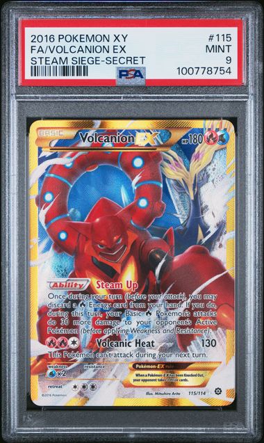 Pokemon - XY Steam Siege - Volcanion EX Secret - PSA Mint 9 - 2016