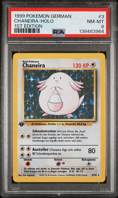 Pokemon - German Base Set 1st Edition - Chaneira Holo #3 - 1999 - PSA 8