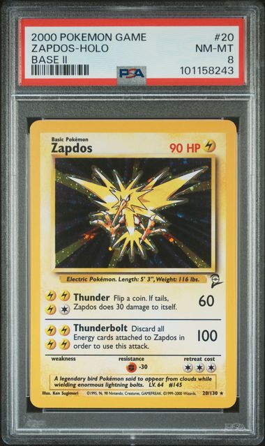 Pokemon - Base Set 2 - Zapdos Holo #20 - 2000 - PSA 8