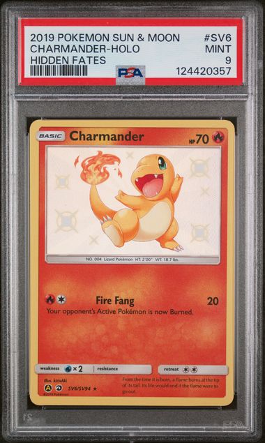 Pokemon - Sun & Moon - Hidden Fates - Charmander - #SV6 - PSA Mint 9 - 2019