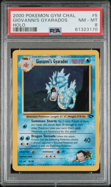 Pokemon - Gym Challenge - Giovanni's Gyarados Holo #5 - 2000 - PSA 8
