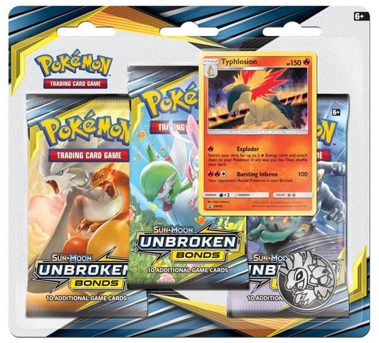 Pokemon - Sun and Moon - Unbroken Bonds - Typhlosion - 3 Pack Blister