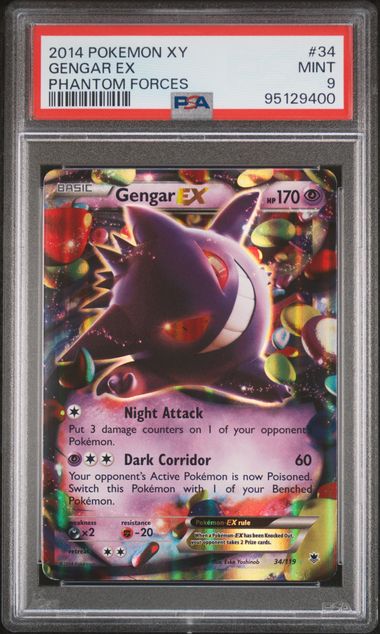 Pokemon - Phantom Forces - Gengar ex #34 - 2014 - PSA 9