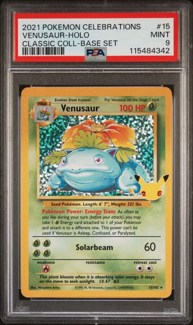 Pokemon - Celebrations Collection - Venusaur Holo #15 - 2021 - PSA 9