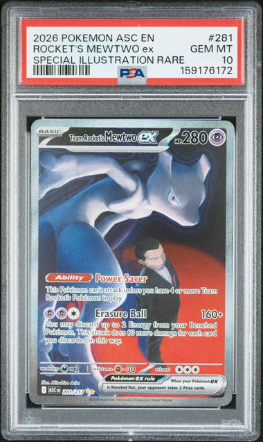 Pokemon - Scarlet and Violet - Ascended Heroes - Team Rocket's Mewtwo ex SIR #281 - 2026 - PSA 10