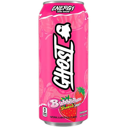 Ghost - Energy Drink - Bubblicious Strawberry Splash - Zero Sugar - 16oz