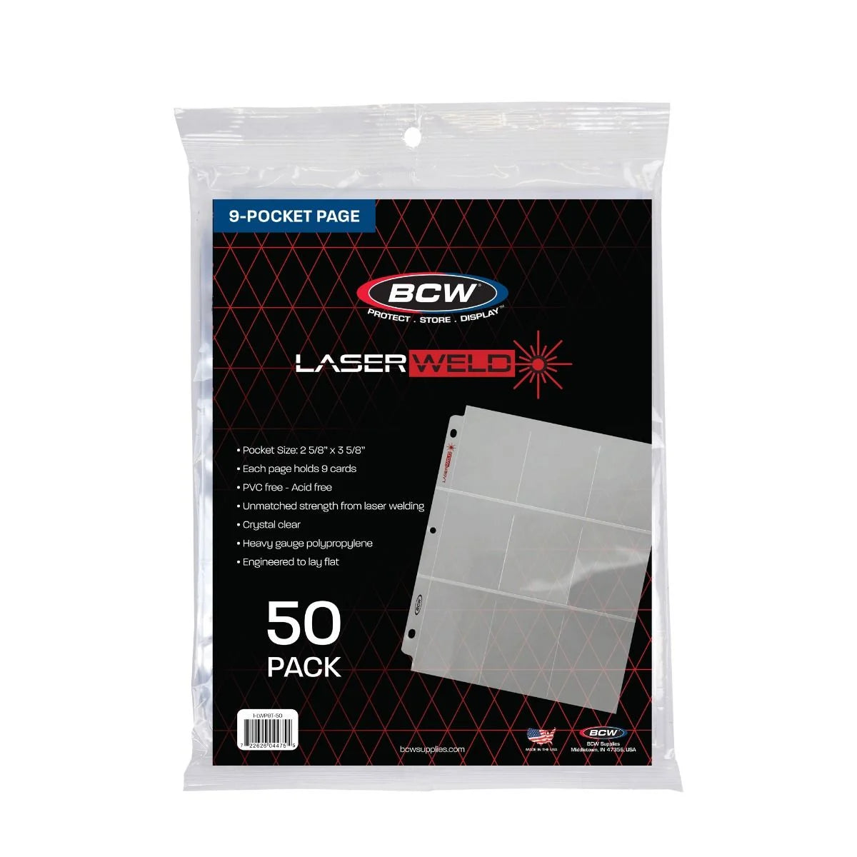 BCW - 9 Pocket - 50ct 3 Ring Binder Pages