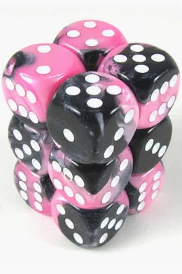 Chessex - 16mm d6 Dice Block - Black-Pink/white