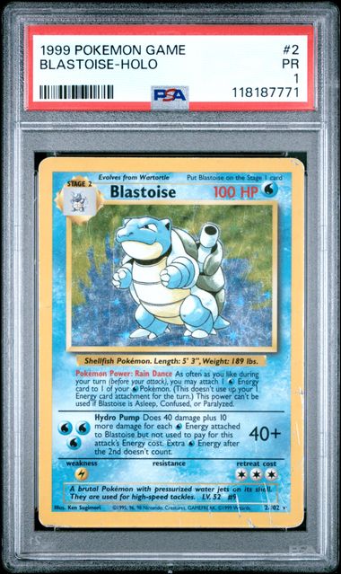 Pokemon - Base Set - Blastoise Holo #2 - PSA PR 1 - 1999
