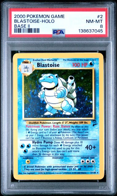Pokemon - Base Set II - Blastoise Holo #2 - 2000 - PSA 8