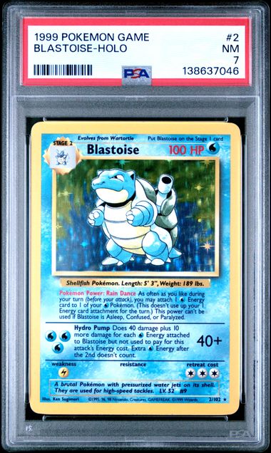 Pokemon - Base Set - Blastoise Holo #2 - 1999 - PSA 7