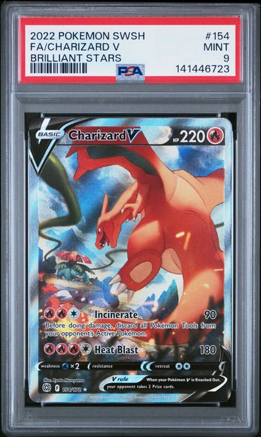 Pokemon - Brilliant Stars - Charizard V FA #154 - 2022 - PSA 9