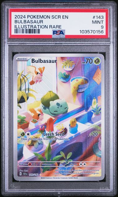 Pokemon - Stellar Crown - Bulbasaur Illustration Rare #143 - PSA Mint 9 - 2024