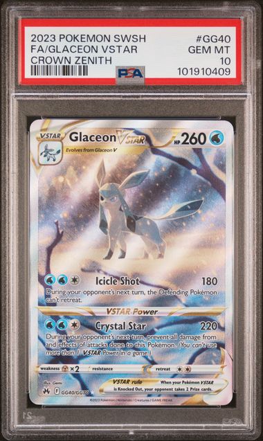 Pokemon - Crown Zenith - Glaceon VSTAR FA #GG40 - 2023 - PSA 10