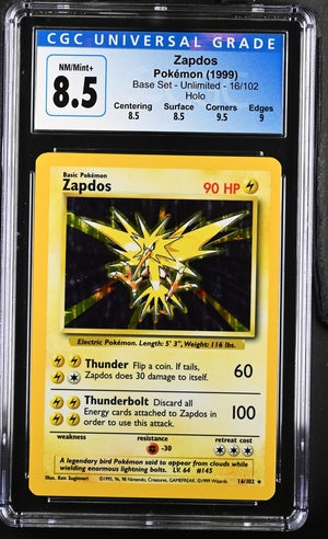 Pokemon - Base Set - Zapdos #16 - CGC NM/Mint+ 8.5 - 1999