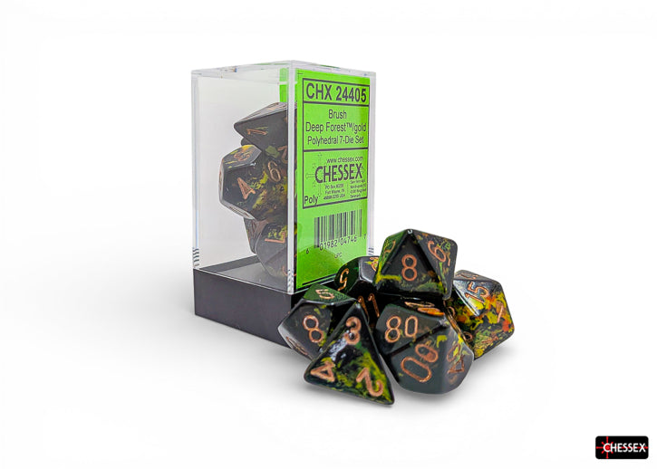 Chessex - Deep Forest/Gold - Polyhedral 7-Die - Dice Block
