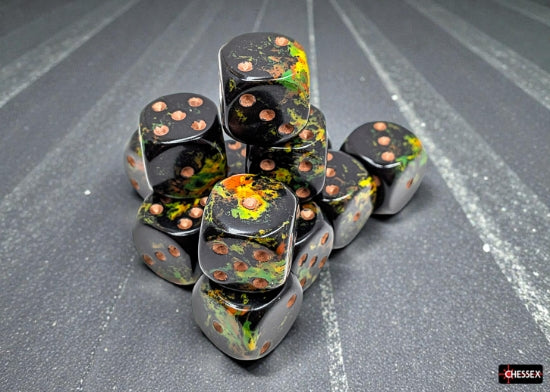 Chessex - Deep Forest/Gold - 16mm d6 - Dice Block