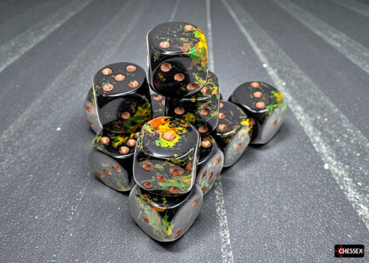 Chessex - Deep Forest/Gold - 16mm d6 - Dice Block
