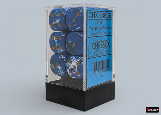 Chessex - Wavebreak/Gold - 16mm d6 - Dice Block