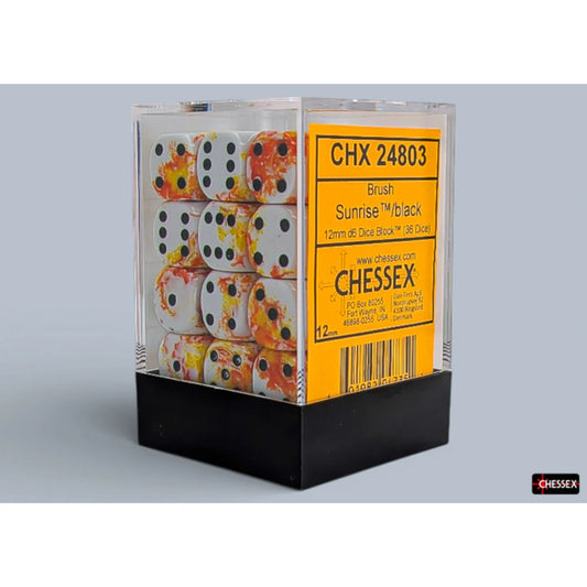 Chessex - Sunrise/Black - 12mm d6 - Dice Block