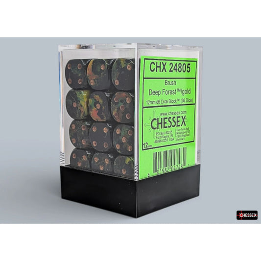 Chessex - Deep Forest/Gold - 12mm d6 - Dice Block