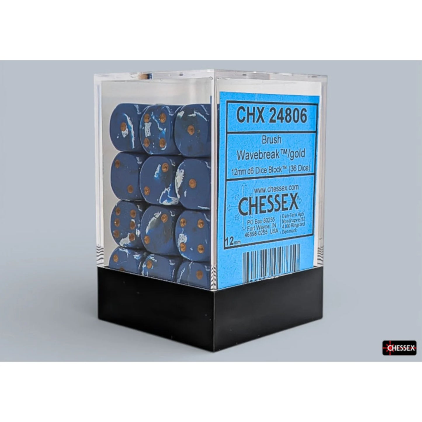 Chessex - Wavebreak/Gold - 12mm d6 - Dice Block