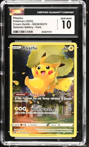 Pokemon - Crown Zenith - Galarian Gallery - Pikachu AR #GG30 - CGC Gem Mint 10 - 2023