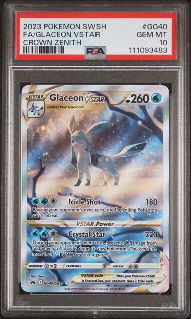 Pokemon - Crown Zenith - Glaceon VSTAR FA #GG40 - 2023 - PSA 10