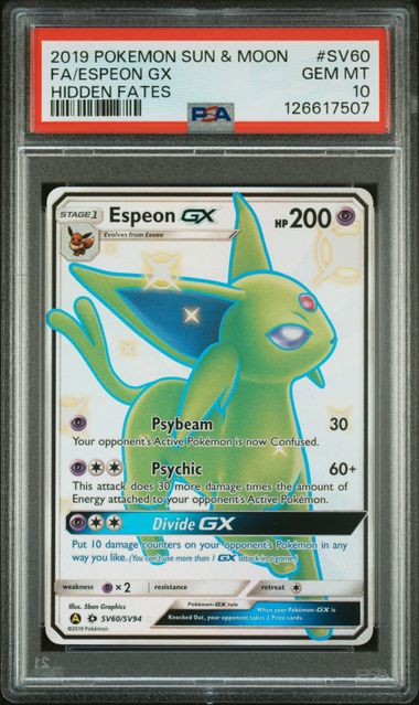 Pokemon - Hidden Fates - Espeon GX FA #SV60 - PSA Gem Mint 10 - 2019