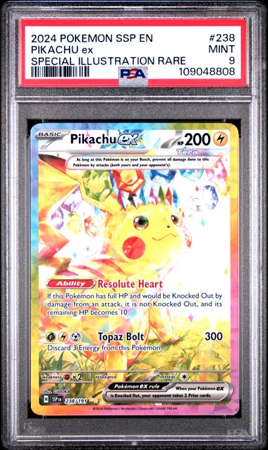 Pokemon - Surging Sparks - Pikachu ex #238 Special Illustration Rare - PSA MINT 9 - 2024