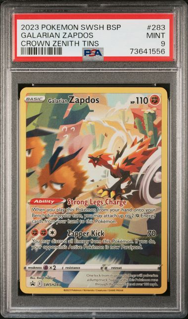 Pokemon - Crown Zenith Tin - Galarian Zapdos #283 - 2023 - PSA 9