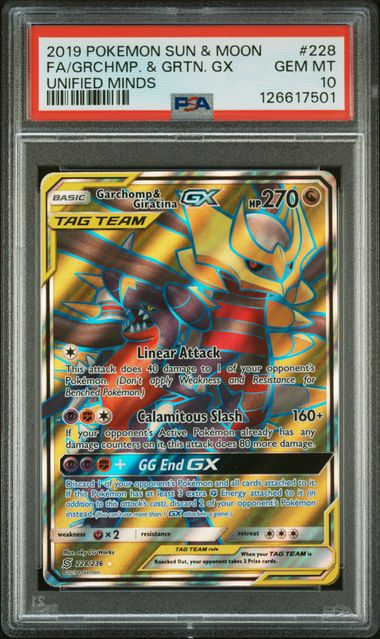 Pokemon - Unified Minds - Garchomp & Giratina GX FA #228 - PSA Gem Mint 10 - 2019