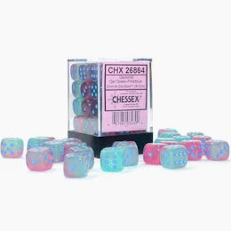 Chessex - 12mm d6 Dice Block - Gel Green-Pink/blue