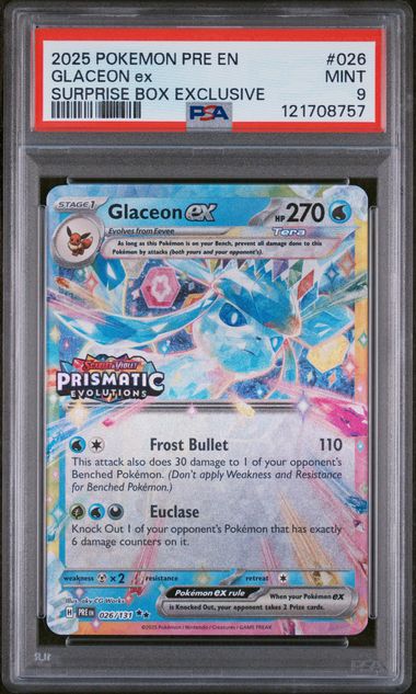 Pokemon - Prismatic Evolutions Stamped Promo - Glaceon ex #026 - PSA Mint - 2025