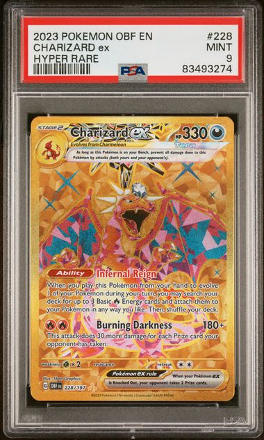 Pokemon - Obsidian Flames - Charizard ex Hyper Rare #228 - 2023 - PSA 9
