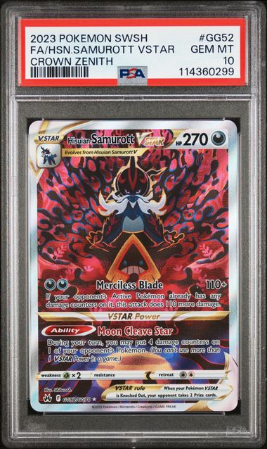 Pokemon - Crown Zenith - Galarian Gallery - Hisuian Samurott Vstar #GG52 - PSA Gem Mint 10 - 2023
