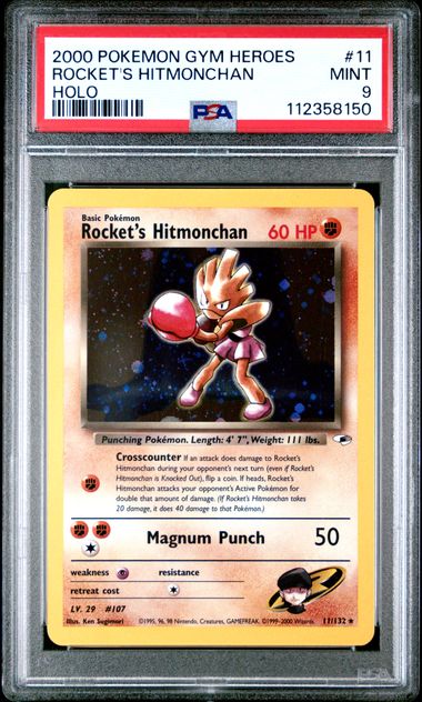 Pokemon - Gym Heroes - Rocket's Hitmonchan #11 - 2000 - PSA 9