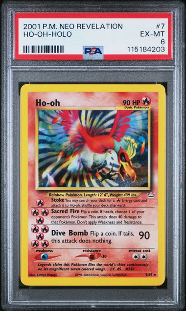Pokemon - Neo Revelation - Ho-Oh Holo #7 - PSA Ex-Mt 6 - 2001
