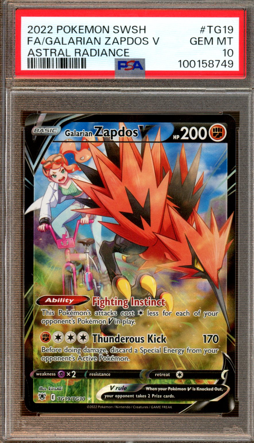 PSA - GEM MT - 10 - 2022 - Pokemon - Astral Radiance - Galarian Zapdos V - Trainer Gallery