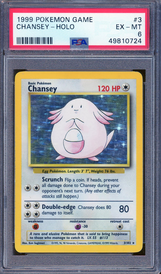PSA - EX-MT 6 - 1999 - Pokemon - Base Set - Chansey (Holo)