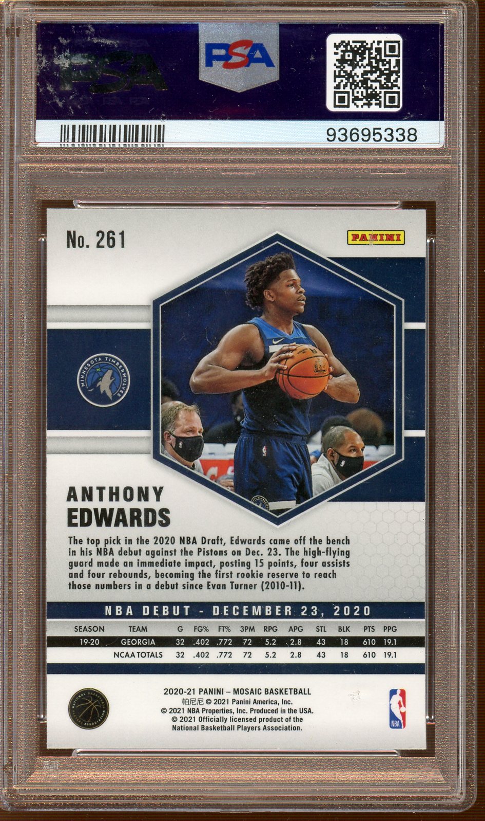 PSA - MINT - 9 - 2020 - Mosaic - Anthony Edwards #261