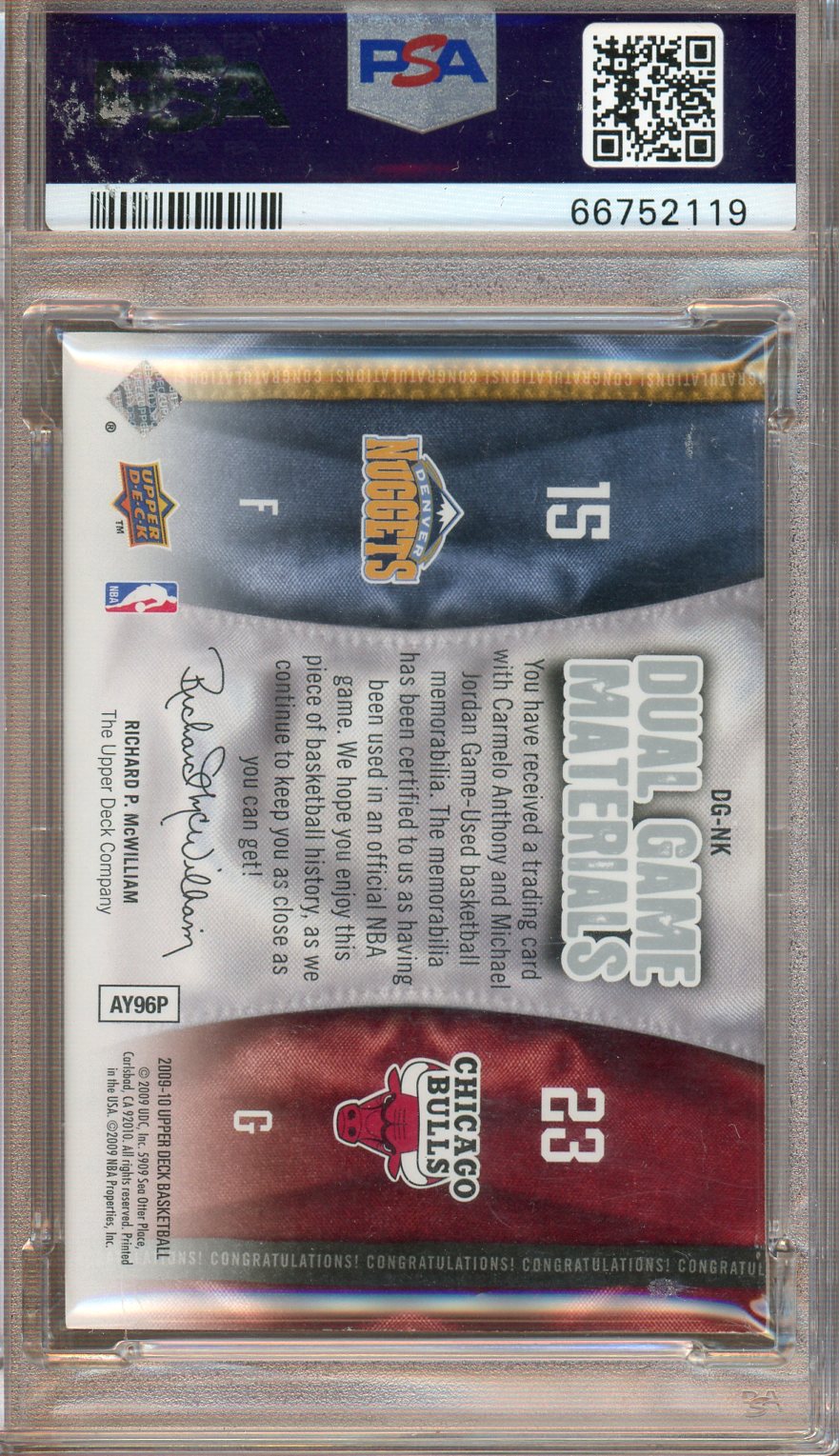 PSA - NM-MT - 8 - 2023 - Upper Deck - Carmelo Anthony/Michael Jordan - Dual Game Materials #DG-NK