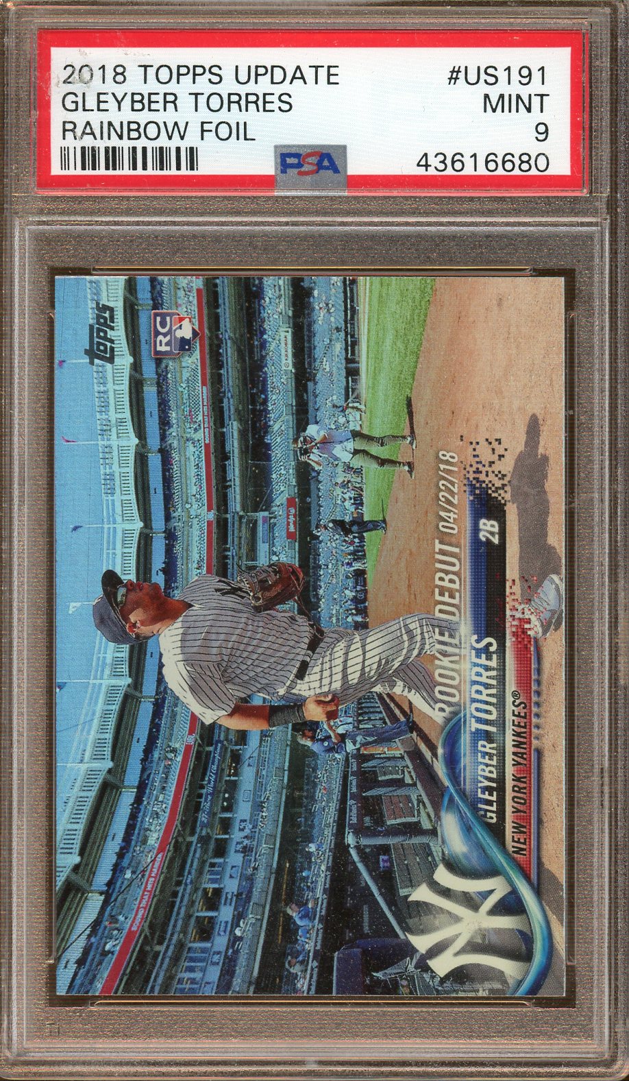 Topps - Update Series - Rainbow Foil - Gleyber Torres - 2018 - PSA 9