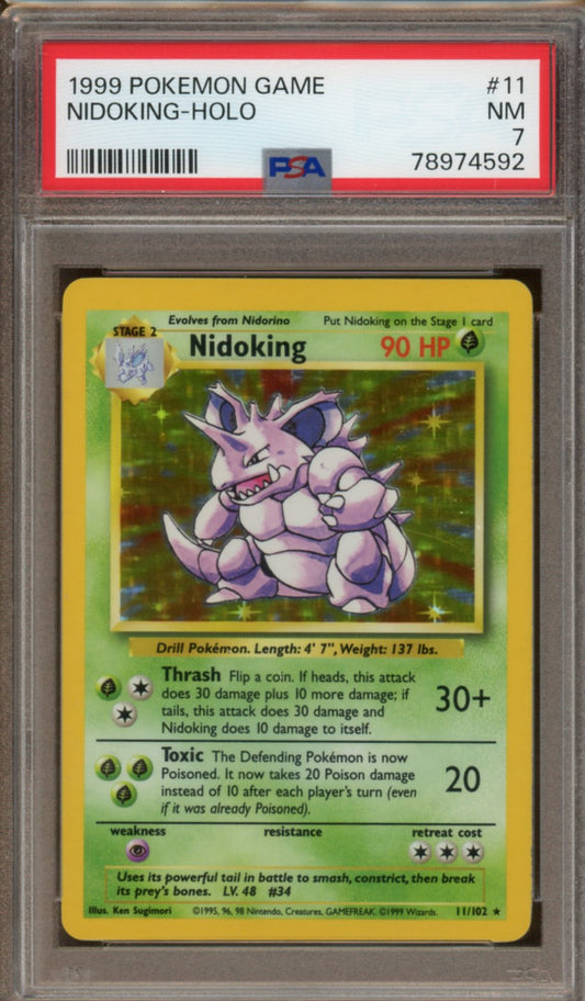 PSA - NM 7 - 1999 - Pokemon - Base Set - Nidoking (Holo)
