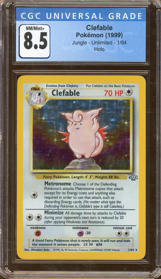 Pokemon - Jungle - Clefable Holo - CGC MT 8