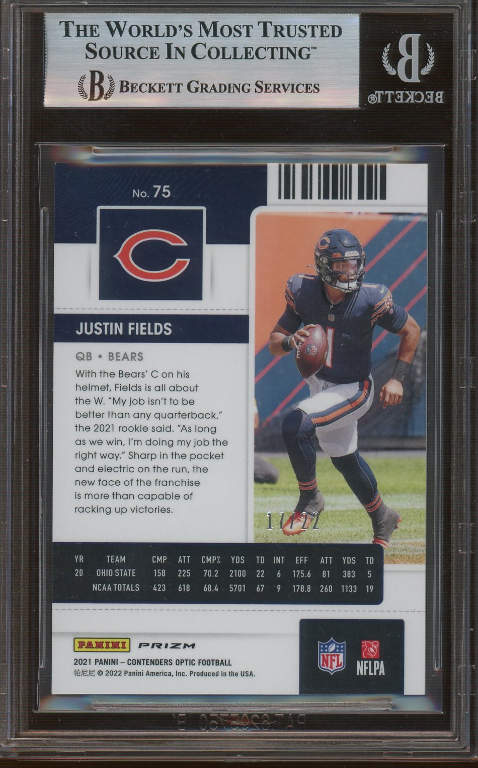Beckett NM-Mt 8.5 - Panini - Contenders Optic - 2021 - Rookie Ticket - Cracked Ice - Justin Fields