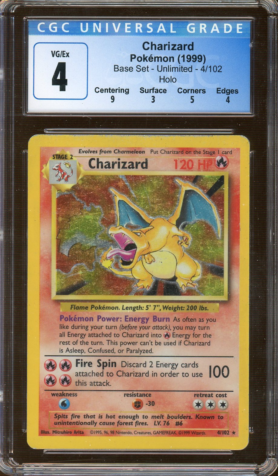 CGC - VG/Ex 4 - 1999 - Pokemon - Base Set - Charizard - Holo – CARDPOPUSA